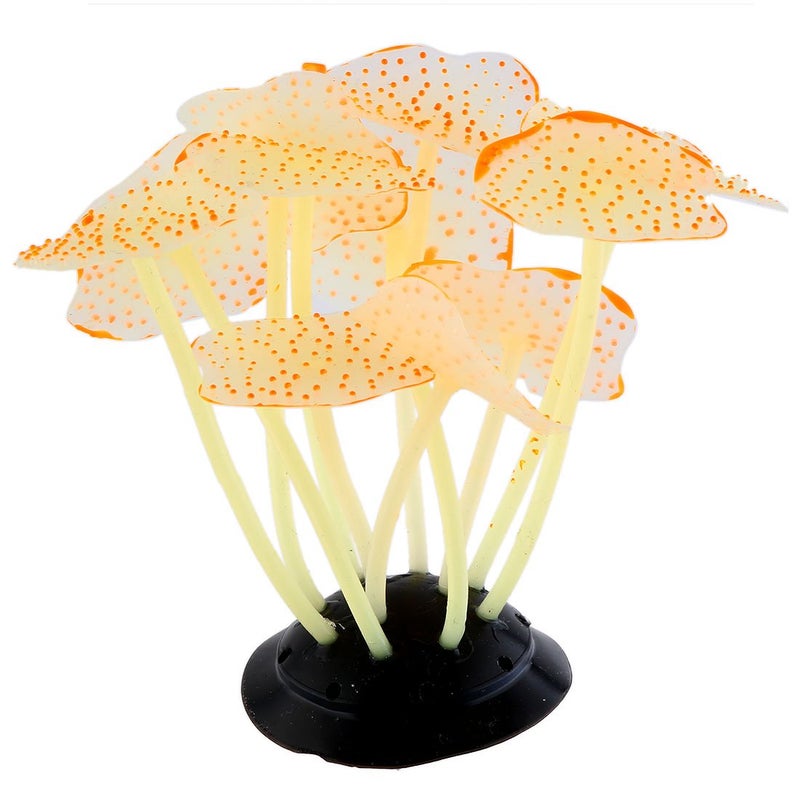 Uniclife Silicone Coral Plant Decorations Glowing Artificial Ornament for Fish Tank Aquarium, Orange, Ball Shape Glow Fish Tank Decorations for Betta Fish - Image 4